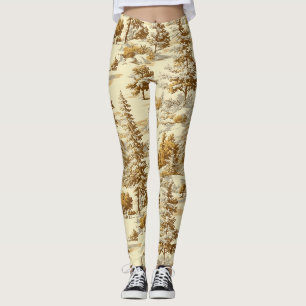Winter Forest Toile de Jouy Pattern (7) Leggings