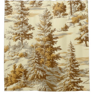 Winter Forest Toile de Jouy Pattern (7) Shower Curtain
