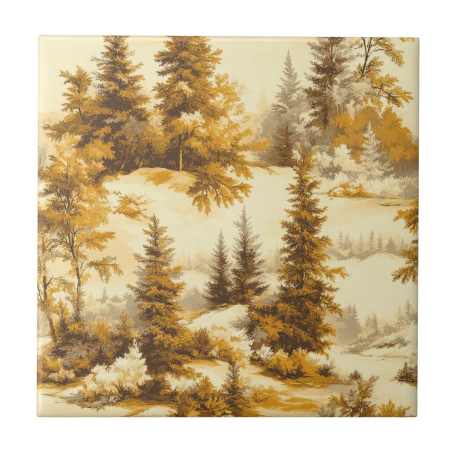 Winter Forest Toile de Jouy Pattern (9) Tile (Front)
