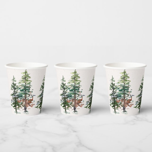 Winter Forest Trees Paper Cups (Multi)
