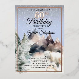 Winter Forest Watercolor Birthday Foil Invitation