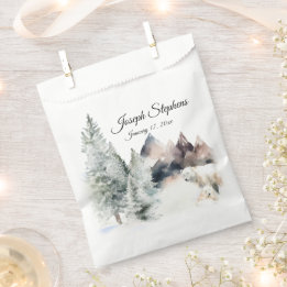 Winter Forest Watercolor Favor Bags