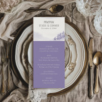 Winter Forest Watercolor Lavender Wedding Menu