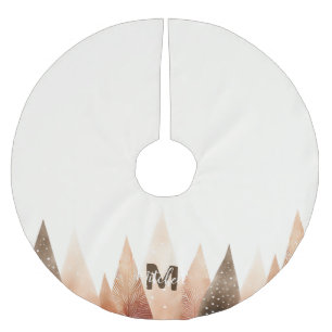 Winter Forest Watercolor Monogram Brushed Polyester Tree Skirt