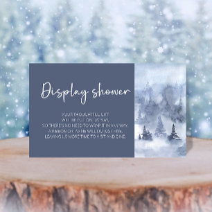 Winter Forest Watercolor Navy Blue Display shower Enclosure Card