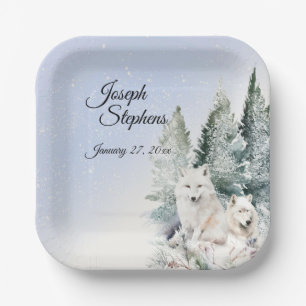 Winter Forest Watercolor Paper Plate