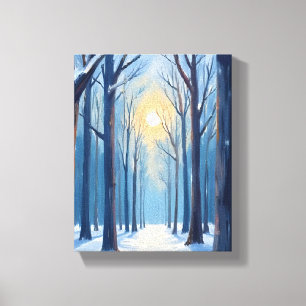Winter Forest Watercolor Tree Painting Canvas Print