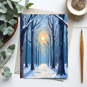 Winter Forest Watercolor Trees Postcard
