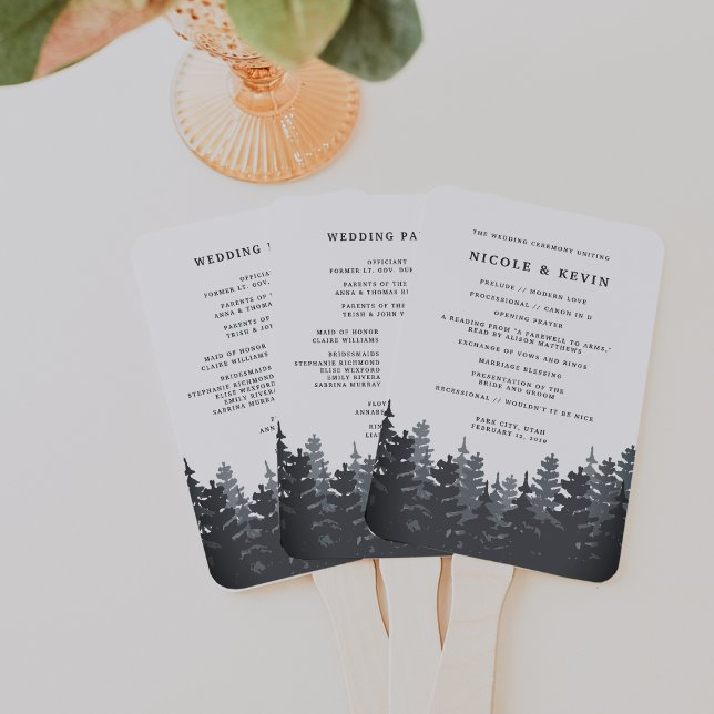 Winter Forest Wedding Program Hand Fan (Creator Uploaded)