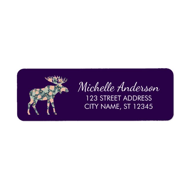 Winter Forest Wildflower Moose Return Address      (Front)