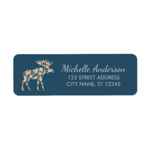 Winter Forest Wildflower Moose Return Address