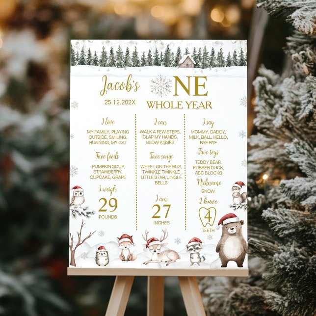 Winter Forest Woodland Animals 1st Year Milestone Poster (Creator Uploaded)