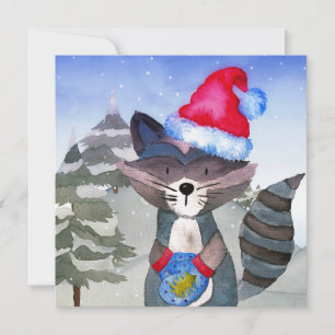 Winter Forest Woodland Friends Racoon Illustration