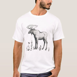 Winter Forest Woodland Moose at Lake T-Shirt