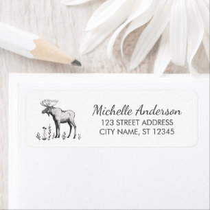 Winter Forest Woodland Moose Return Address