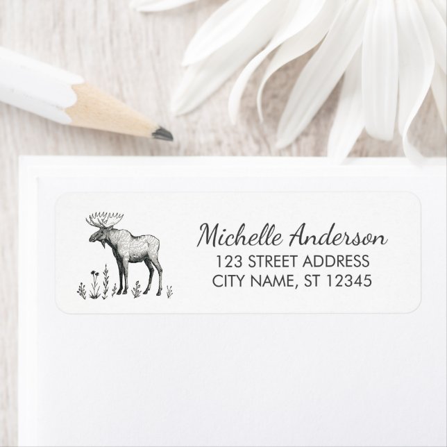 Winter Forest Woodland Moose  Return Address (Insitu)