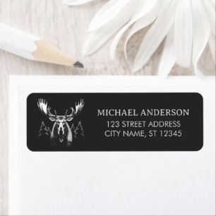 Winter Forest Woodland Moose  Return Address