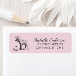 Winter Forest Woodland Moose  Return Address