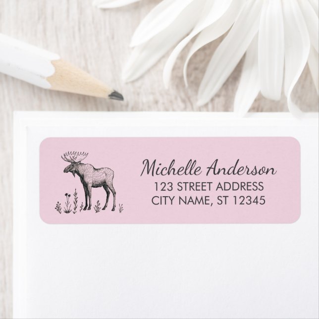 Winter Forest Woodland Moose  Return Address (Insitu)