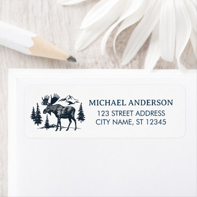 Winter Forest Woodland Moose  Return Address (Insitu)