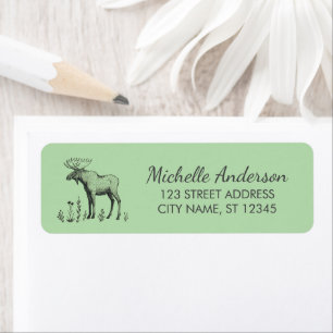 Winter Forest Woodland Moose  Return Address