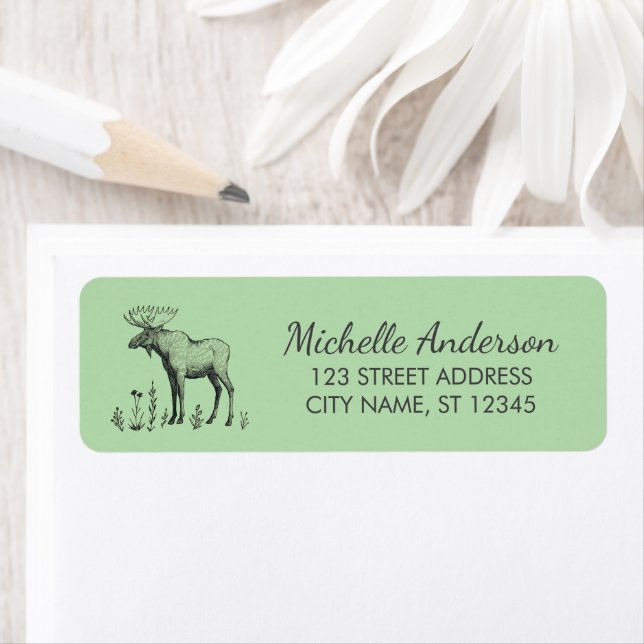 Winter Forest Woodland Moose  Return Address (Insitu)