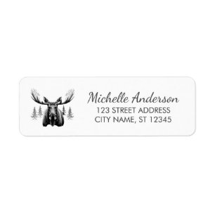 Winter Forest Woodland Moose Return Address