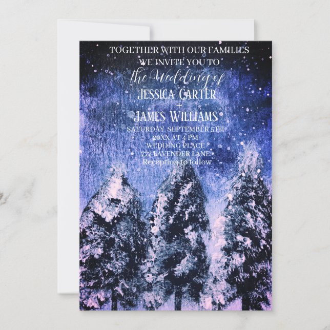 Winter Forest Woodland Pine Trees Wedding Invitation (Front)