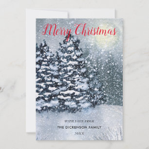 Winter ForestSnow Covered Pine Trees Holiday Card