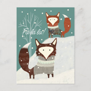Winter Fox and Fa La La Holiday Postcard