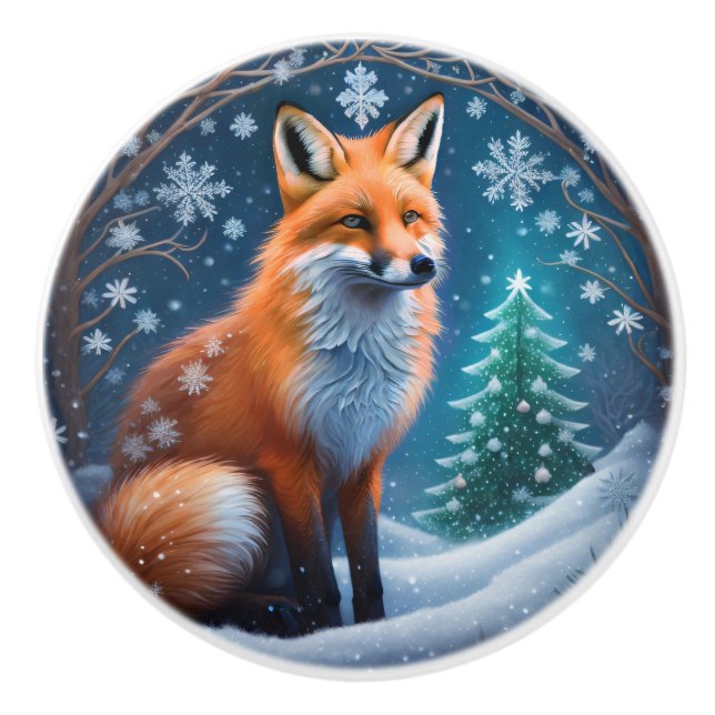 Winter Fox Ceramic Knob (Front)