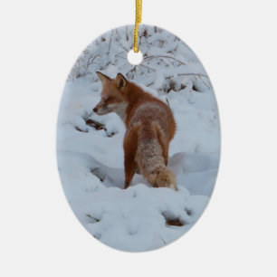Winter Fox Ceramic Tree Decoration
