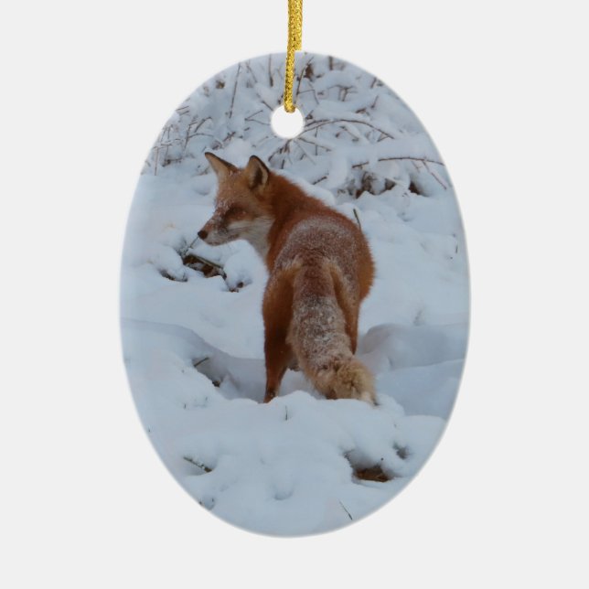 Winter Fox Ceramic Tree Decoration (Front)