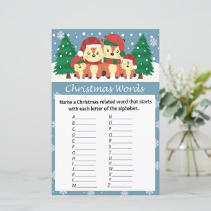 Winter fox christmas alphabet words game