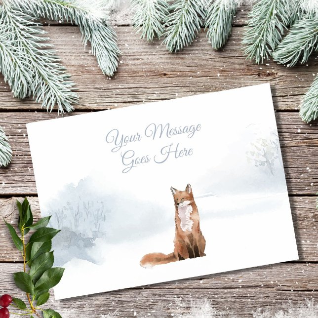 Winter Fox Christmas Holidays Elegant Script Holiday Card (Creator Uploaded)