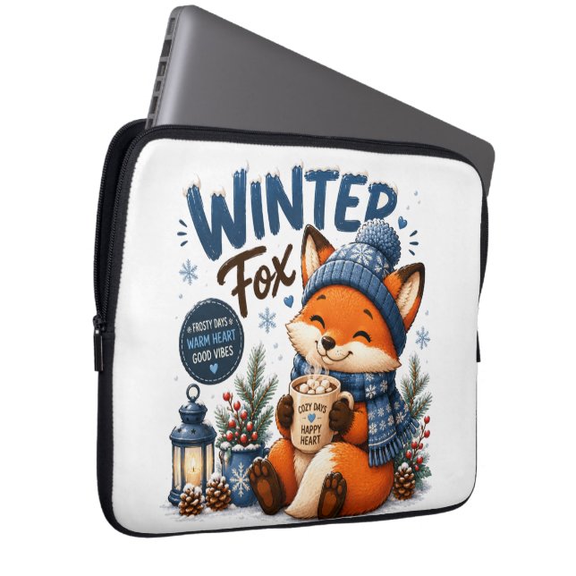 Winter Fox Cute Animal Laptop Sleeve (Front Right)