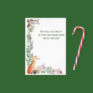 Winter Fox Holiday Foliage Frame Christmas Card
