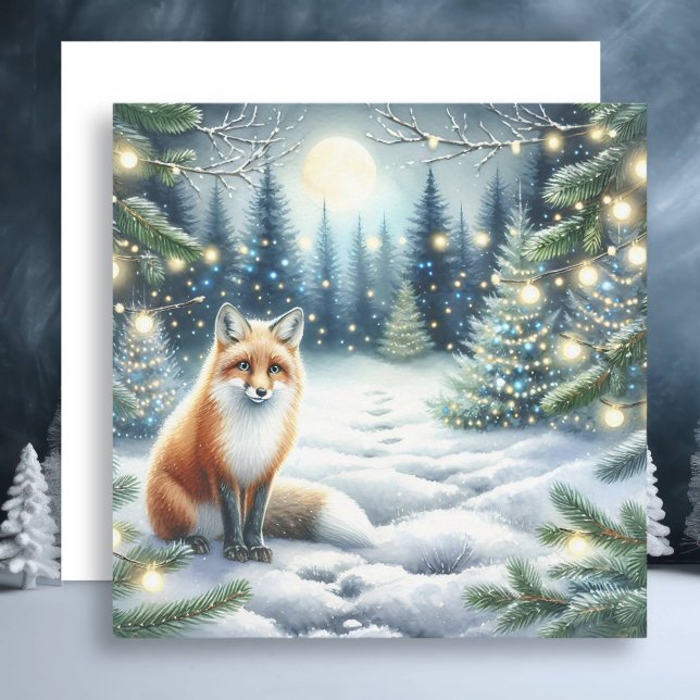 Winter Fox in a Whimsical Forest Christmas Holiday Card (Creator Uploaded)