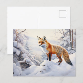 Winter Fox in the Woods Postcard