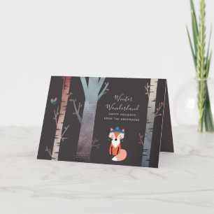 Winter Fox Modern Christmas Holidays Custom Card