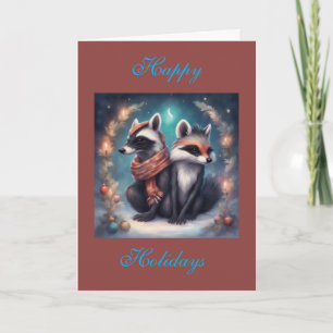 Winter Fox scene Holidays Christmas Card
