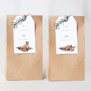 Winter Fox Simple Holiday Gift Tags