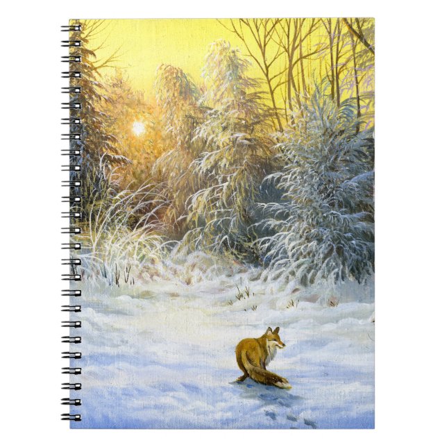 Winter Fox Sunset Landscape. Notebook (Front)