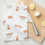 Winter Fox Tea Towel<br><div class="desc">Hand painted watercolor pattern designed by Shelby Allison featuring four different fox characters on a snowy white winter background.</div>