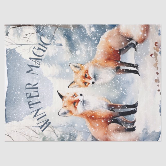 Winter Fox Watercolor Winter Magic Tissue Paper (Front)