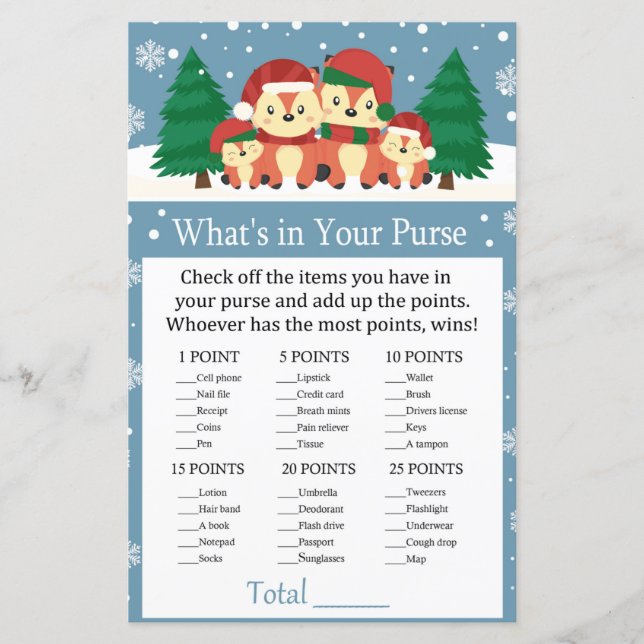 Winter fox What's in your purse game (Front)