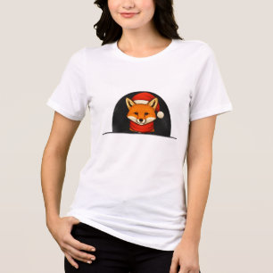 Winter Fox Women’s Tee – Cute Cozy Fox with Hat & 