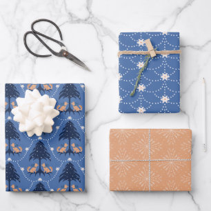 Winter Fox Wrapping Paper Flat Sheet Set of 3