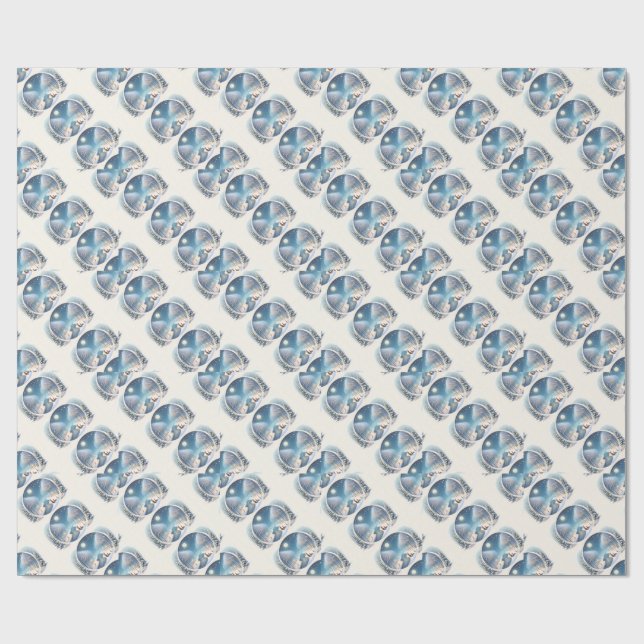 Winter Foxes by Moonlit Snowy River Wrapping Paper (Flat)