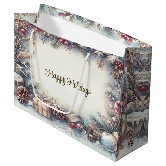 Winter Frame Holiday Gift Bag (Front Angled)